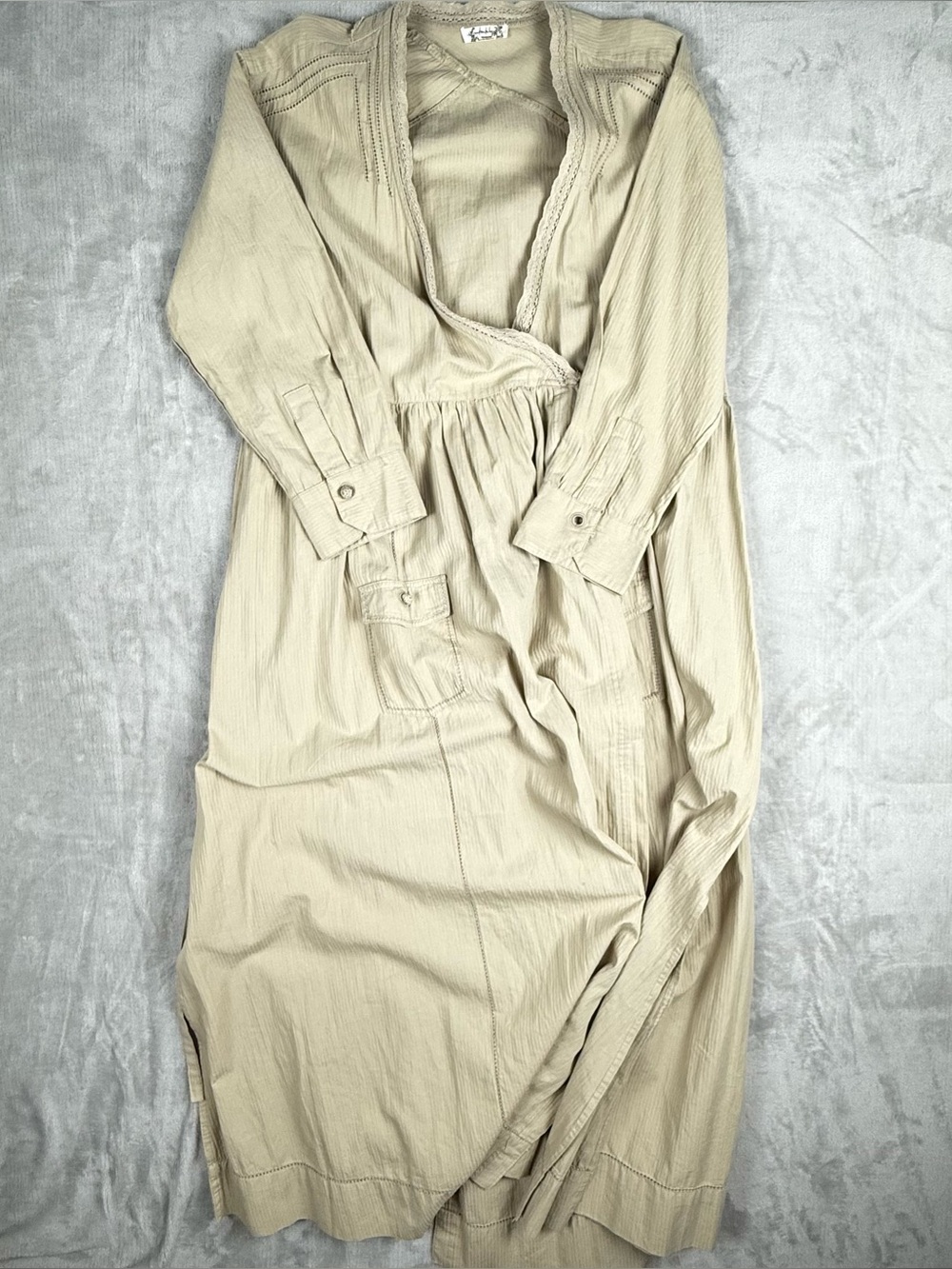 Intimately Free People Beige Wrap Maxi Dress Boho Long Sleeve See measurements